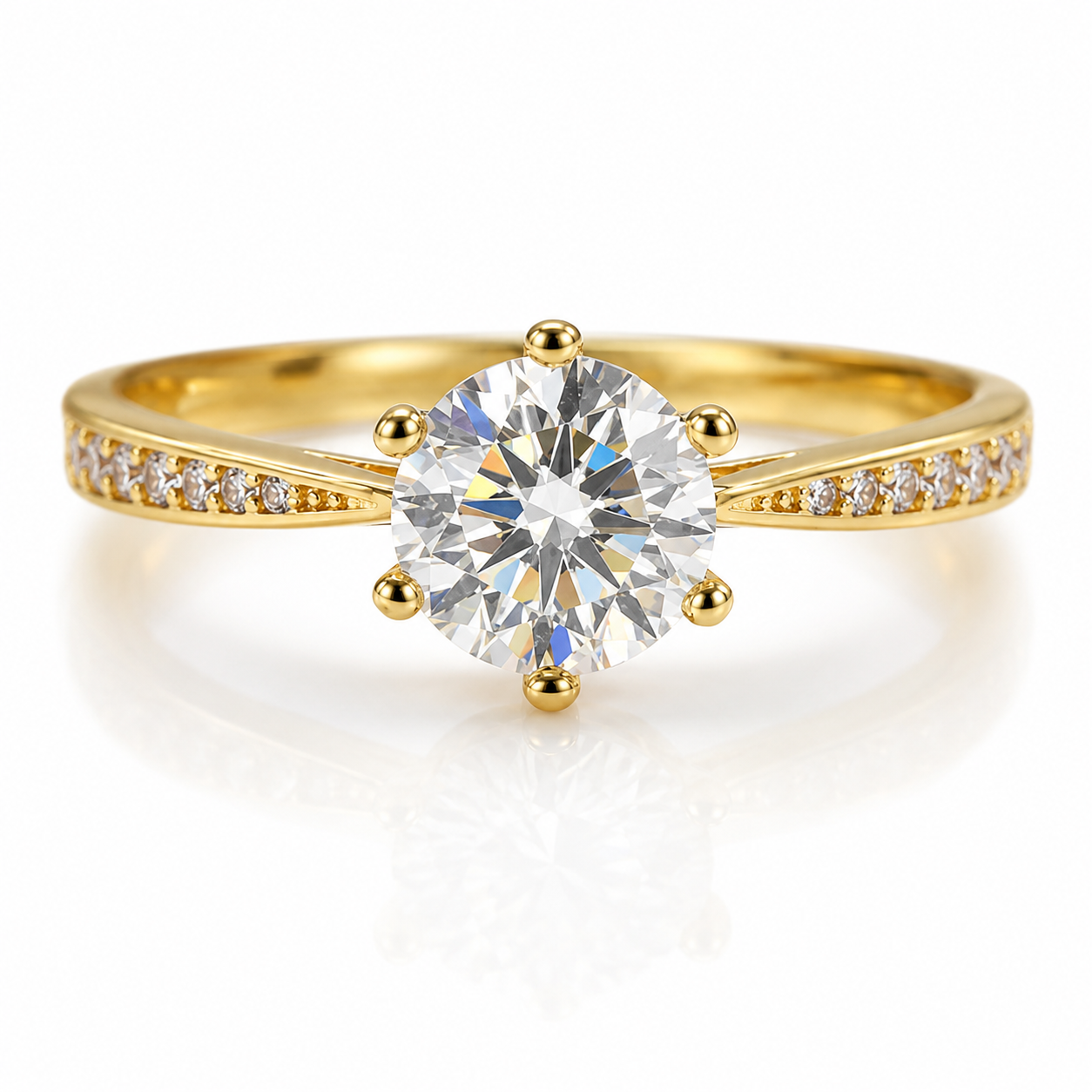 ANILLO CLÁSICO DORADO — Moissanite 1CT
