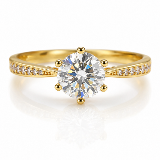 ANILLO CLÁSICO DORADO — Moissanite 1CT