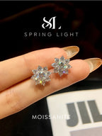 PENDIENTES FLOR — Moissanite 0.5CT