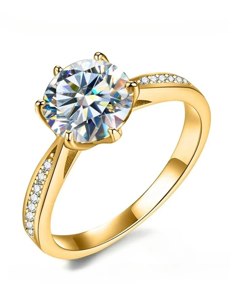 ANILLO CLÁSICO DORADO — Moissanite 1CT