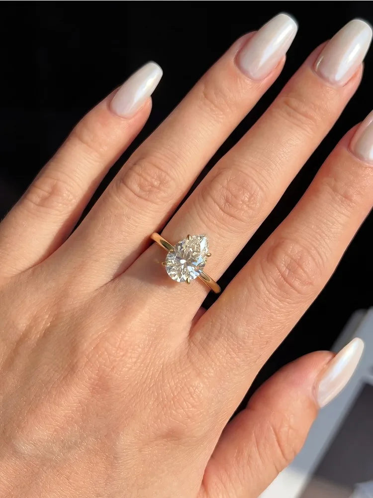 ANILLO GOTA — Moissanite Lágrima 1CT