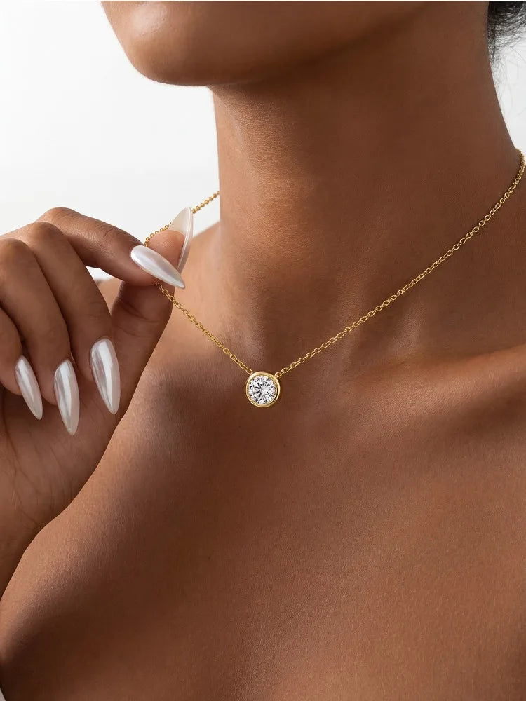 COLLAR SOL — Moissanite Redonda 1CT
