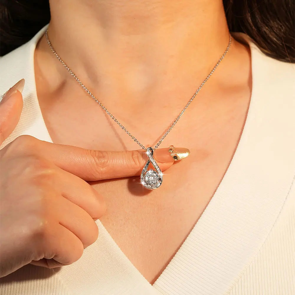 Lnngy 8MM 2.0CT Round Cut Moissanite Necklace 14K Gold Filled Infinity Pendant Necklace for Women Wedding Jewelry Gift