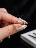 ANILLO CLÁSICO DORADO — Moissanite 1CT