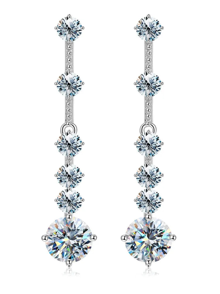 PENDIENTES CASCADA — Moissanite Borla 1CT